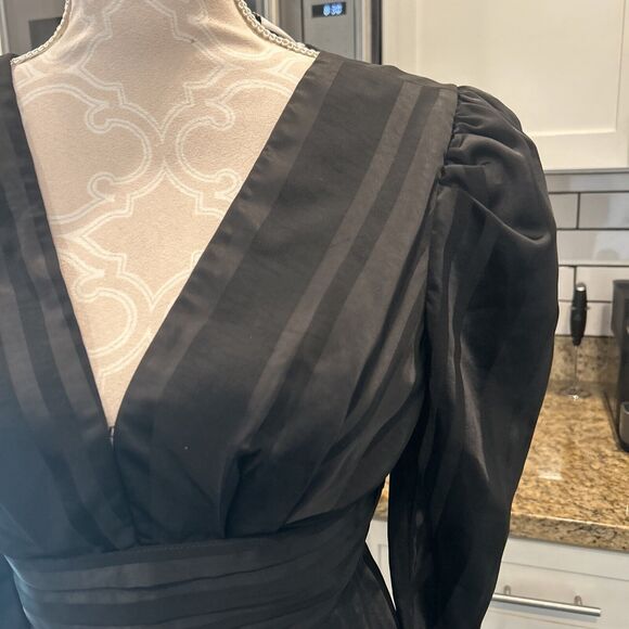 JOA Just One Answer V Neck Pleated Black Dress Anthropologie XS - Picture 5 of 15